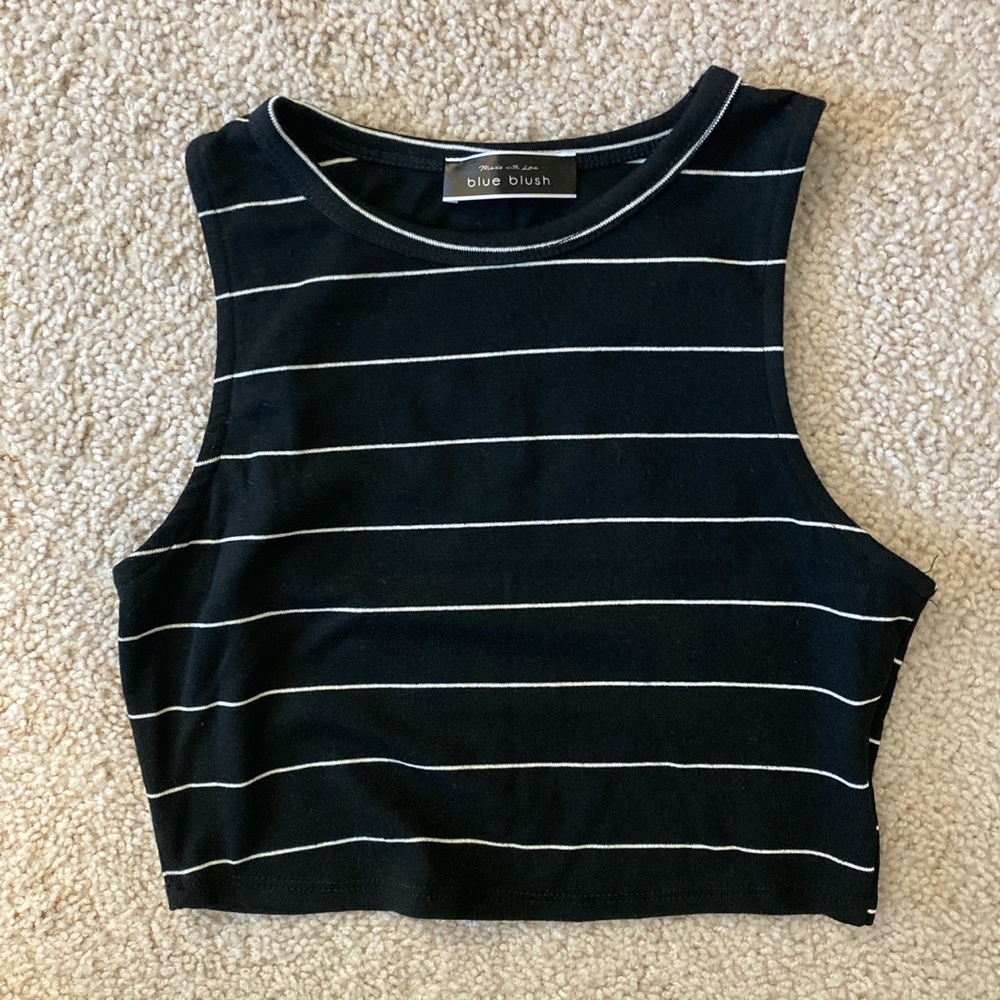 SOLD Black & white striped crop top
